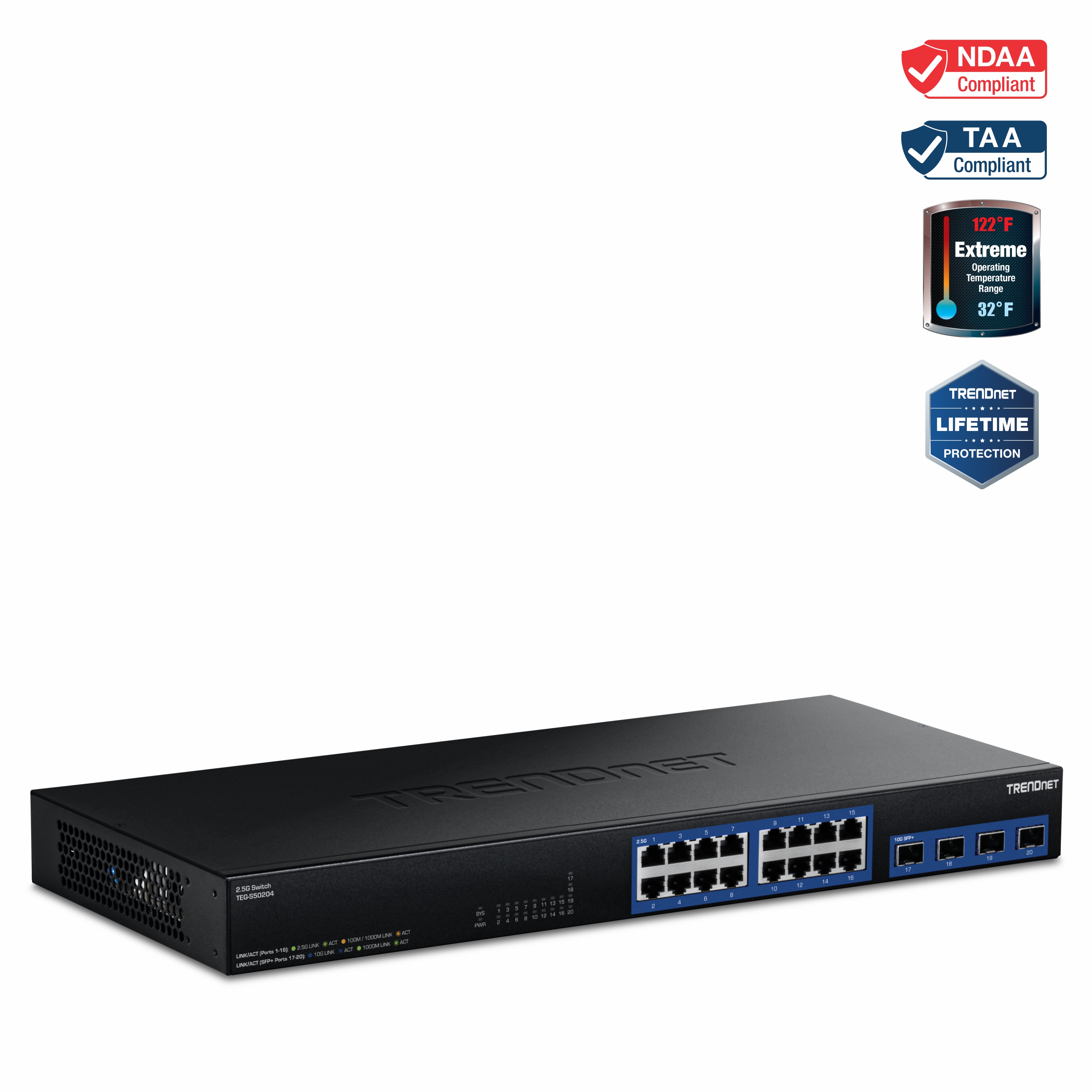 t,i！ TRENDnet TEG-S50204,20-Port 2.5G/Multi-Gig Switch with 10G SFP+